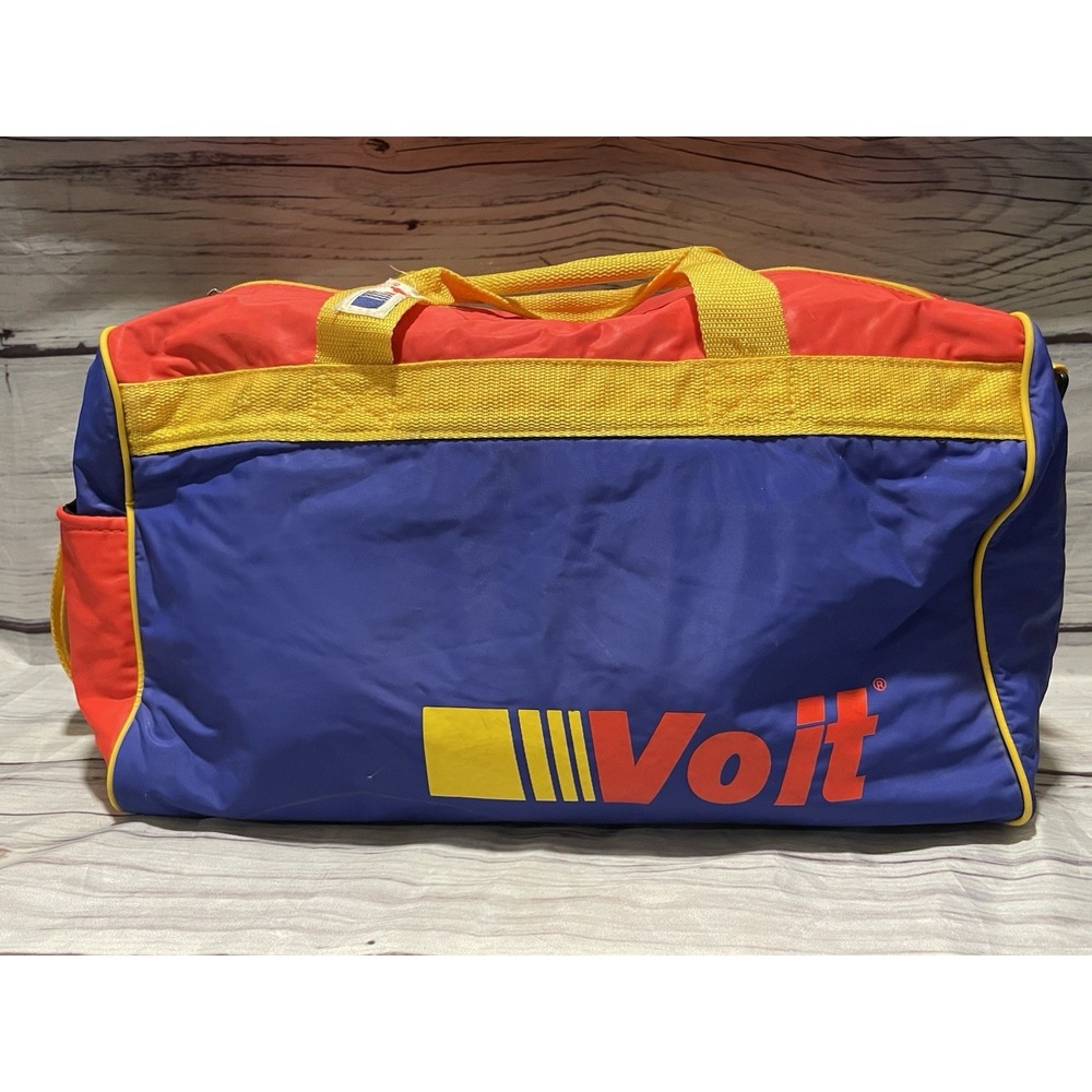 VOIT Vintage Gym Duffel Bag Yellow Blue Red Nylon Sports Travel Carry-On Read